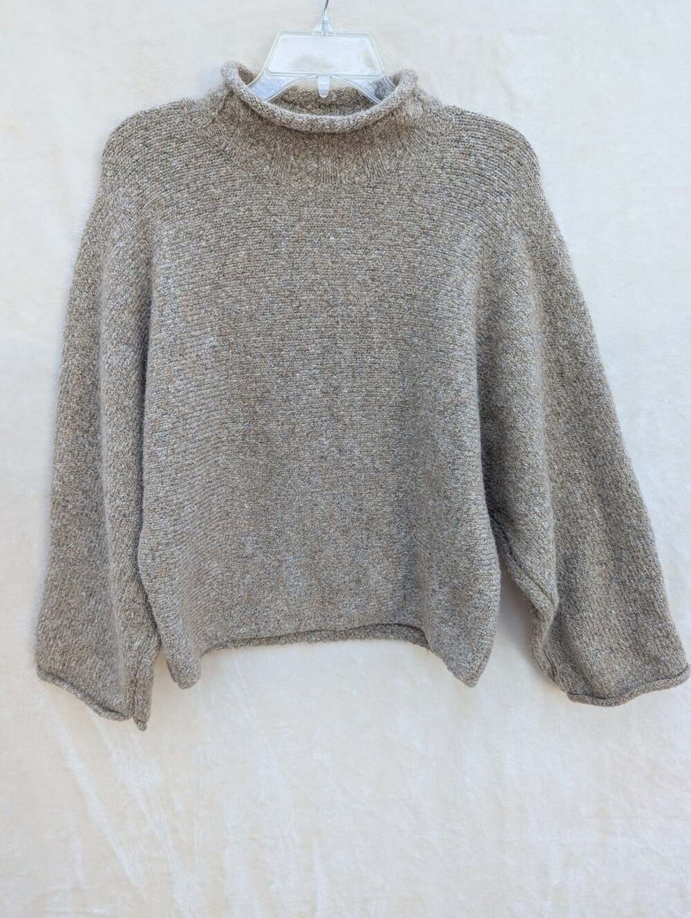 William Rast Women's Mock Neck Batwing Sleeve Knit Sweater Beige Size L